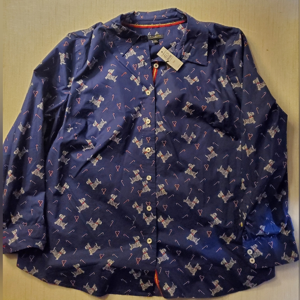 Talbots women's Christmas blouse 1x petite